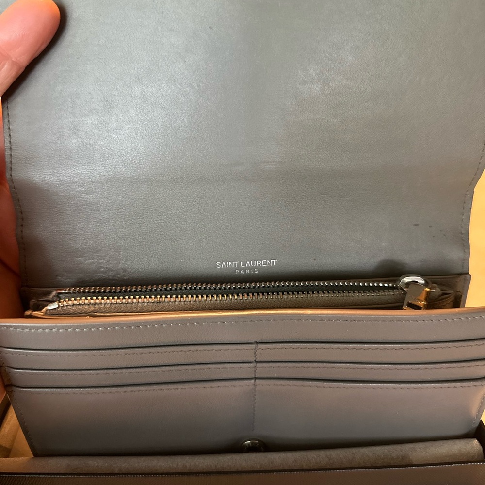 Saint Laurent Gray Wallet/Purse with Silver Accents + COA - Picture 2 of 10